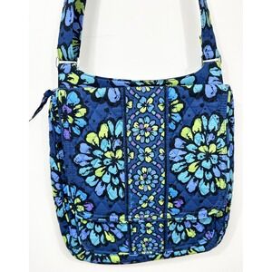 Vera Bradley Indigo Pop Hipster Crossbody Bag Blue Floral Quilted Cotton RETIRED